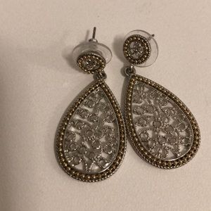 Silver and gold tone filigree earrings